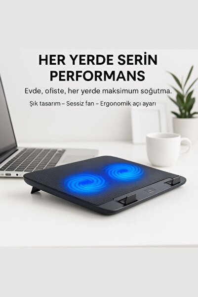 Zineets Laptop Notebook Soğutucu Ledli ÇİFT Fanlı 2 Usb Dizüstü Bilgisayar Standı