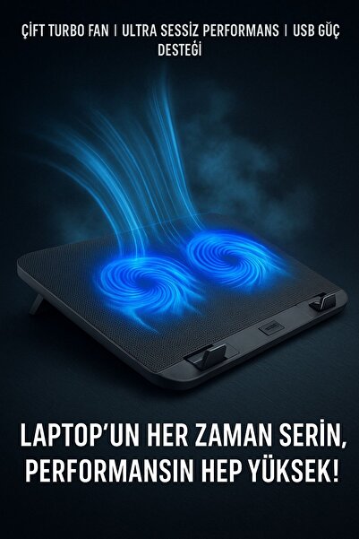 Zineets Laptop Notebook Soğutucu Ledli ÇİFT Fanlı 2 Usb Dizüstü Bilgisayar Standı