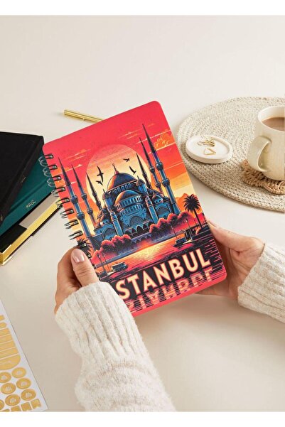 Mia Pera Glitter Notebook Istanbul A5 New Year Unlined Spiral 14X21 cm Sultanahmet