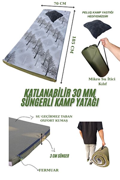 Med Online Katlanabilir Ekonomik Kamp Yatağı 30 mm Sünger Minder Taşınabilir ...