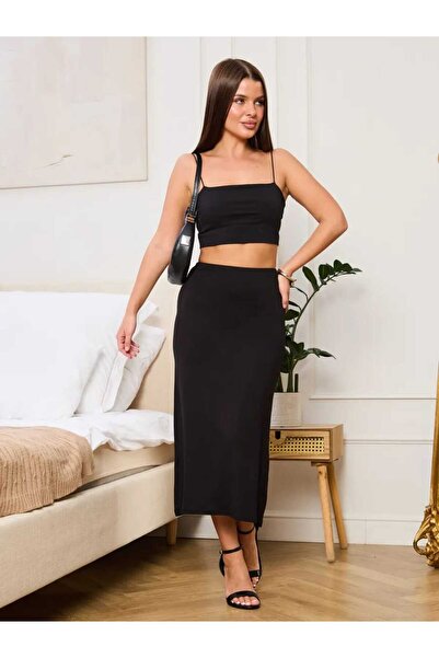 LİRONA 16975 Women's Viscose Below Knee Long Skirt Lining Underskirt Petticoat