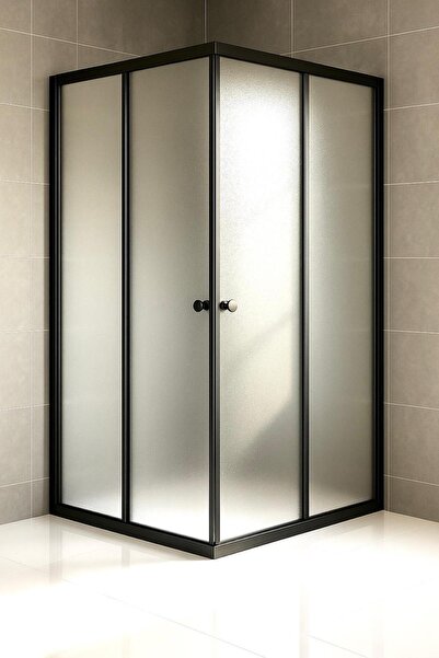 Durul Duşakabin 100x100 Kare Siyah Buzlu Cam