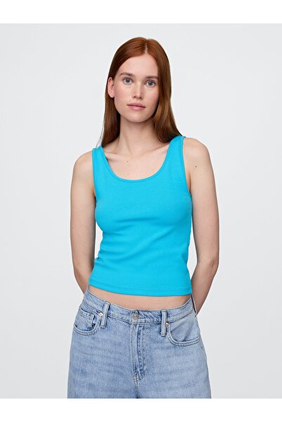 GAP Kadın Mavi Yuvarlak Yaka Crop Atlet