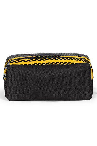 Coral High Kids Yellow Black Robot Patterned Two Compartment Pencil Bag 12098