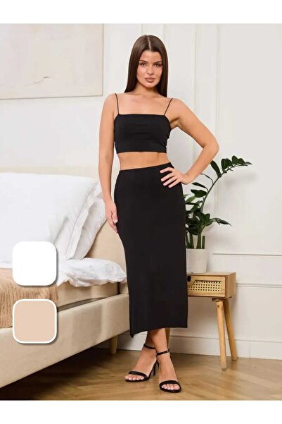 LİRONA 16975 Women's Viscose Below Knee Long Skirt Lining Underskirt Petticoat