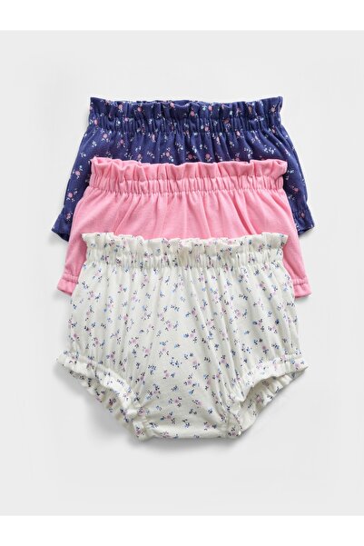 GAP Bebek Çiçek Desenli 3'lü Organik Pamuk Volanlı Şort Seti