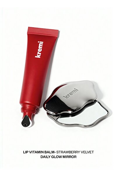 Kremi Metal Aplikatör Lip Balm Gloss Parlatıcı, Mini Cep Aynası Set