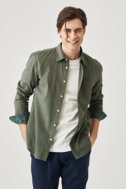 WRANGLER Regular Fit Uzun Kollu Haki Erkek Gömlek W221085801