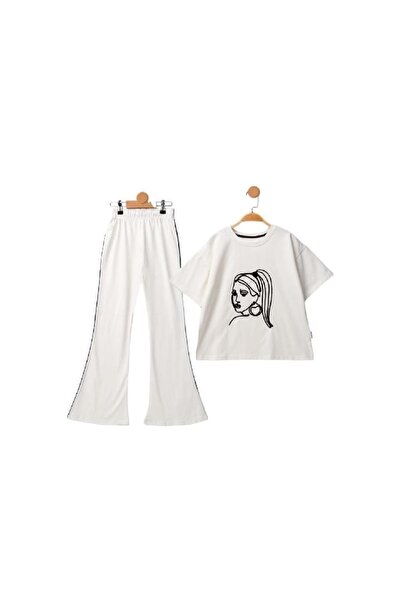 BAŞAK ÇOCUK GİYİM 426679 Süzene Girls' Set 7Y,8Y,9Y,10Y Girls - White - 7-8 Y...