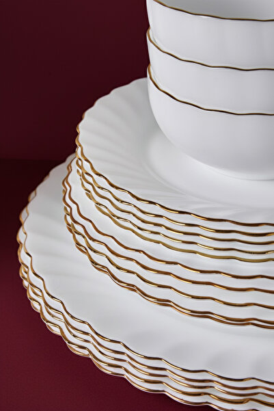 Perotti Waves Opal 24 Parça 6 Kişilik Yaldızlı Yemek Takımı