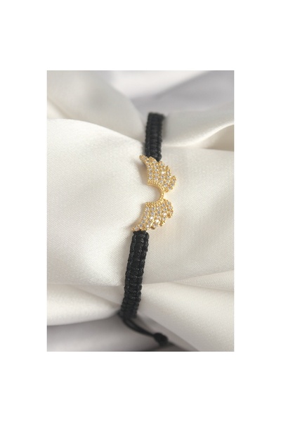 Epilons Brass Gold Color Zircon Stone Wing Figure Lift Macrame Model Women's Bracelet - Lisinya