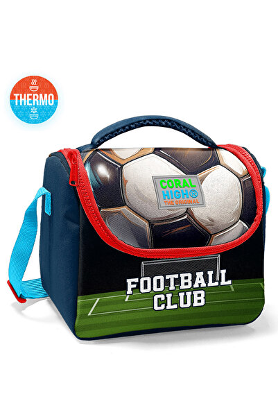 Coral High Kids Navy Blue Football Patterned Thermo Lunchbox 11795