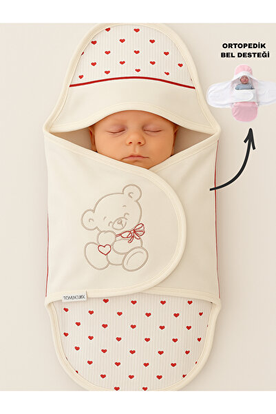 Tomuycuk بطانية قماط للأطفال البنات مصنوعة من القطن بنسبة 100%، كيس نوم للأطفال من عمر 0-9 أشهر |   طب العظام – مع تفاصيل التطريز