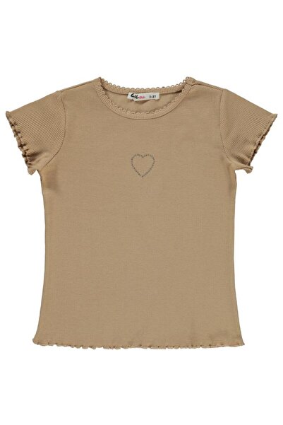 Civil Girls Μπλουζάκι με στάμπα καρδιάς για 2-5 ετών - Μπεζ 2-3 ετών
