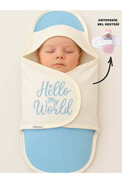 Tomuycuk Baby Boy Sleeping Bag - 100% Cotton, Orthopedic for Hospital Exit, Newborn 0-9 Months