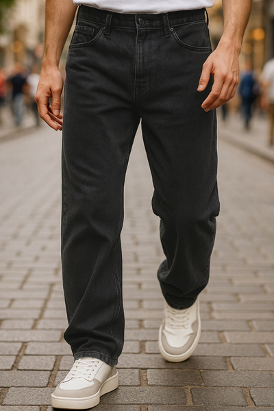 CEDY DENIM High Waist Loose Fit Jeans - Leon Baggy Fit, C352-Anthracite