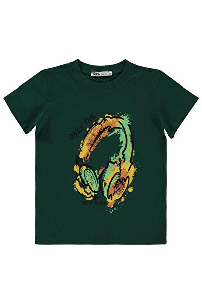 Civil Boys Tricou cu imprimeu căști pentru copii 2-5 ani - Verde 5-6 ani