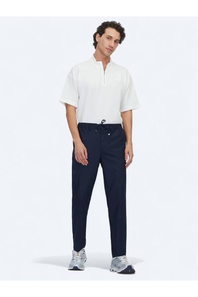 Kip Lacivert Düz Dokuma Jogging Fit Casual Pantolon