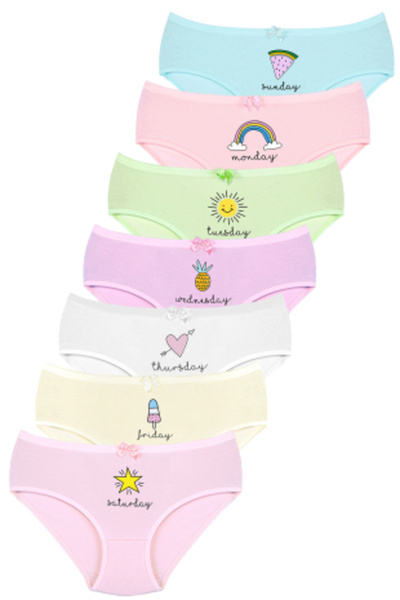 Newlilla 007 Kız Çoçuk Mix Color 7'li Paket Baskılı Külot V21