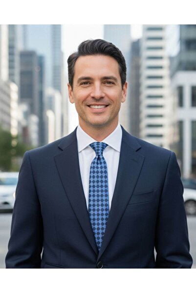 1001 Kravat Blue Navy Blue Geometric Patterned Classic Tie 8 cm Width