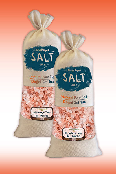 Zencefil Organik Himalaya Tuzu 2 Kg. Bez Torbada (1kg.x2ad.) Iri Taneli Pembe Renk Himalaya Orijinal Tuz