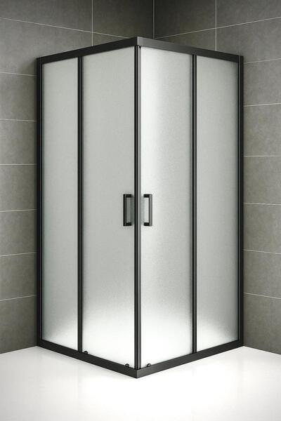 Durul Duşakabin 90x90 Kare Siyah 5mm Buzlu Cam Yükseklik 190cm