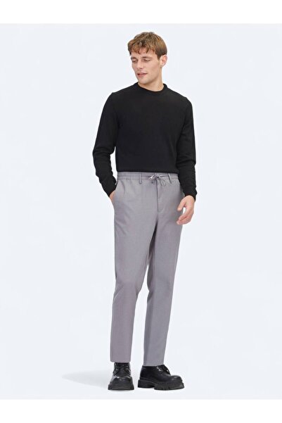Kip Gray Plain Woven Jogging Fit Casual Trousers
