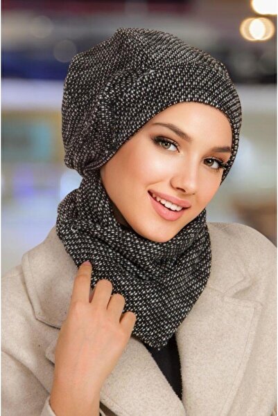Aişe tesettür طقم طرحة وعباءة سوداء ميلانج للنساء المحجبات
