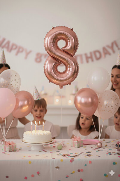 Deniz Party Store Foil Balloon Rose Gold 8 Numbers 36-40 cm