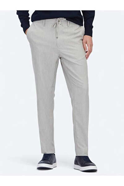 Kip Dark Beige Plain Woven Jogging Fit Casual Pants