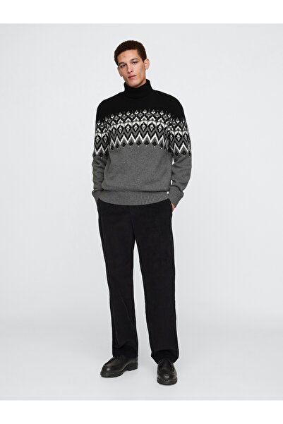 GAP Erkek Siyah CashSoft Balıkçı Yaka Kazak