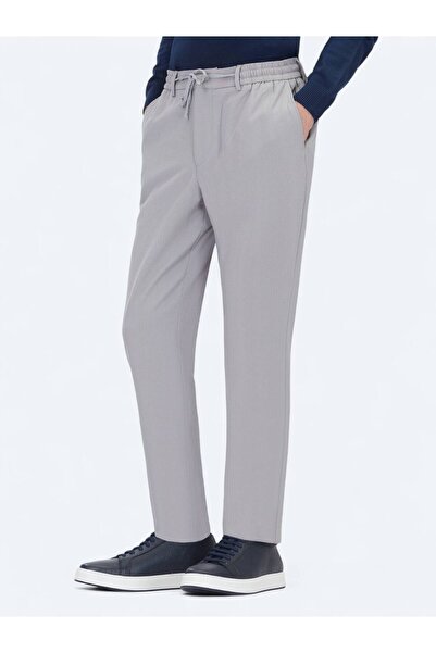 Kip Gray Plain Woven Jogging Fit Casual Trousers
