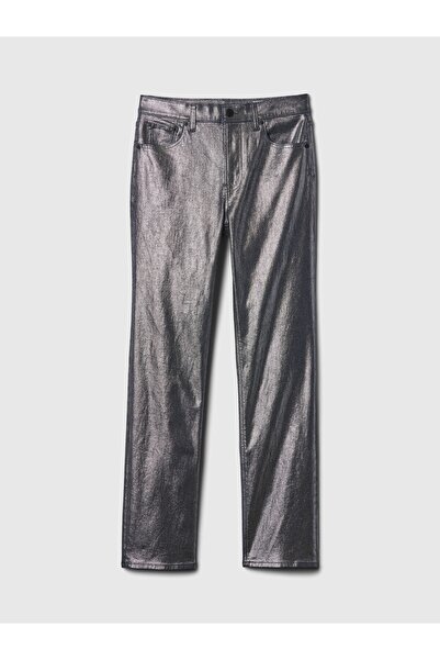 GAP Kadın Gri High Rise Metalik '90s Straight Jean Pantolon