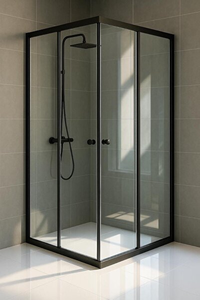 Durul Duşakabin 70x80 Dikdörtgen Siyah Şeffaf Cam