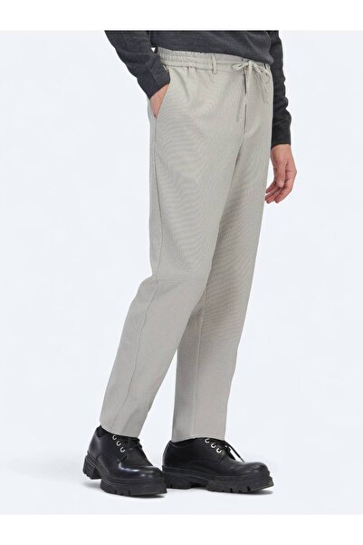Kip Beige Striped Woven Jogging Fit Casual Pants