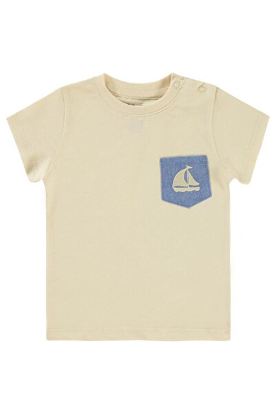 Civil Baby Yelkenli Nakışlı 6-18 Ay Tişört - Bej 6-9 Ay