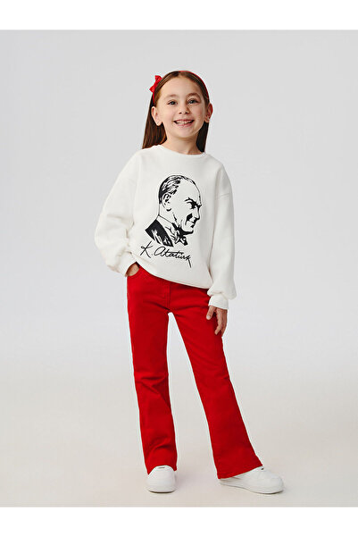 LC Waikiki Red Slim Fit Basic Girl's Trousers