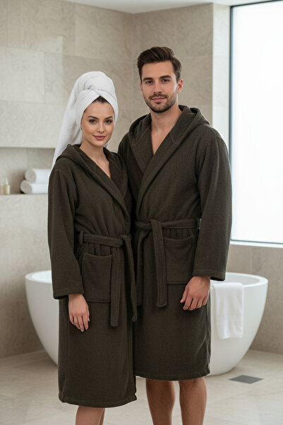 Class Kapüşonlu Bukle Bornoz Unisex Kahve Ramage