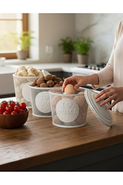 EVSTYLE حاوية تخزين معدنية متعددة الأغراض - مجموعة من 3 قطع