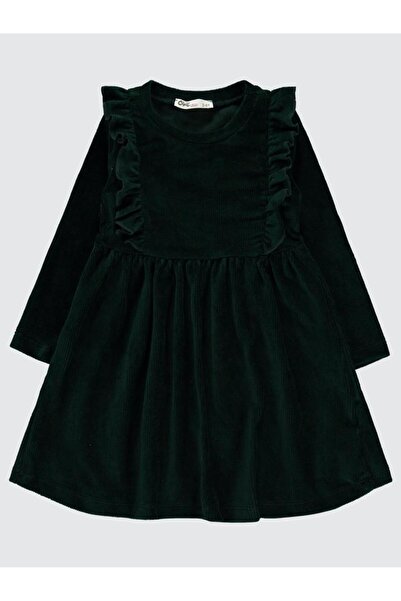 Civil Girls Fitilli Kadife 2-5 Yaş Elbise - Yeşil 4-5 Yaş
