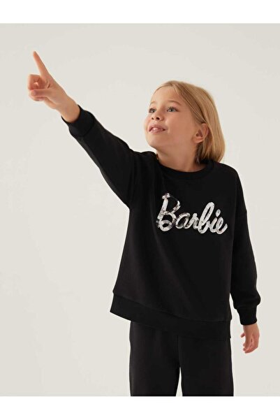 Barbie Roly Poly Kız Garson 9-14 Yaş Sweatshirt - Siyah 14-15 Yaş