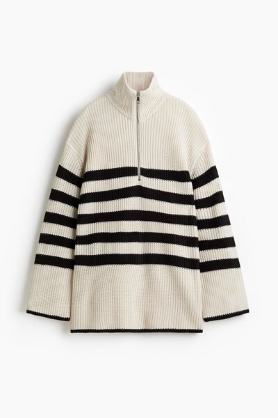 H&M Yarım Fermuarlı Kalın Triko Kazak