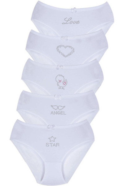 Newlilla 002 Kız Çocuk Taş Baskılı 5'li Külot Paketi V15