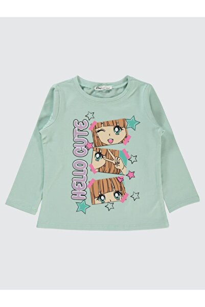 Civil Girls Hello Cute Baskılı 2-5 Yaş Sweatshirt - Yeşil 2-3 Yaş