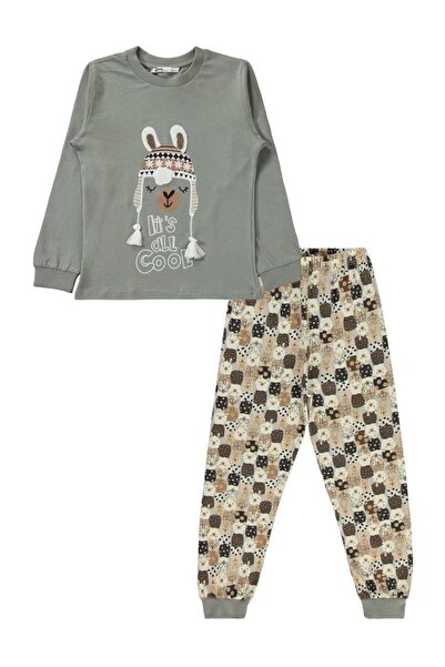Civil Girls Lama Embroidered Pajama Set for Ages 6-9 - Gray6-7 Years