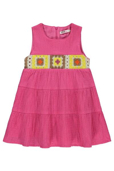 Civil Girls Roba Patterned Dress for Ages 2-5 - Fusya Ages 4-5