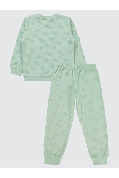 Civil Girls Floral Jacquard 6-9 Years Old Pajama Set - Green8-9 Years Old
