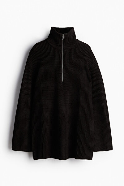 H&M Yarım Fermuarlı Kalın Triko Kazak