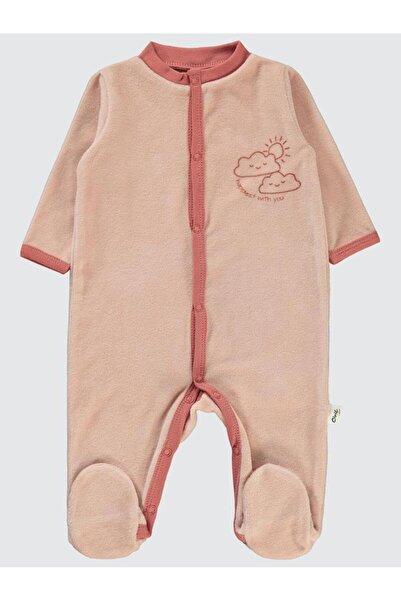 Civil Baby Bulut Baskılı Patikli 1-6 Ay Tulum - Pudra 1-3 Ay