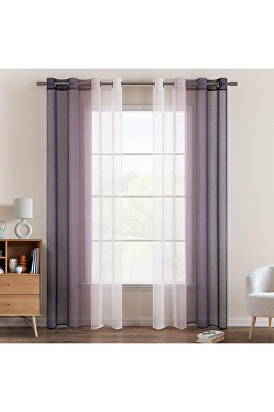 EMEMA perdele semitransparente cu ochiuri, 140 x 245 cm, violet